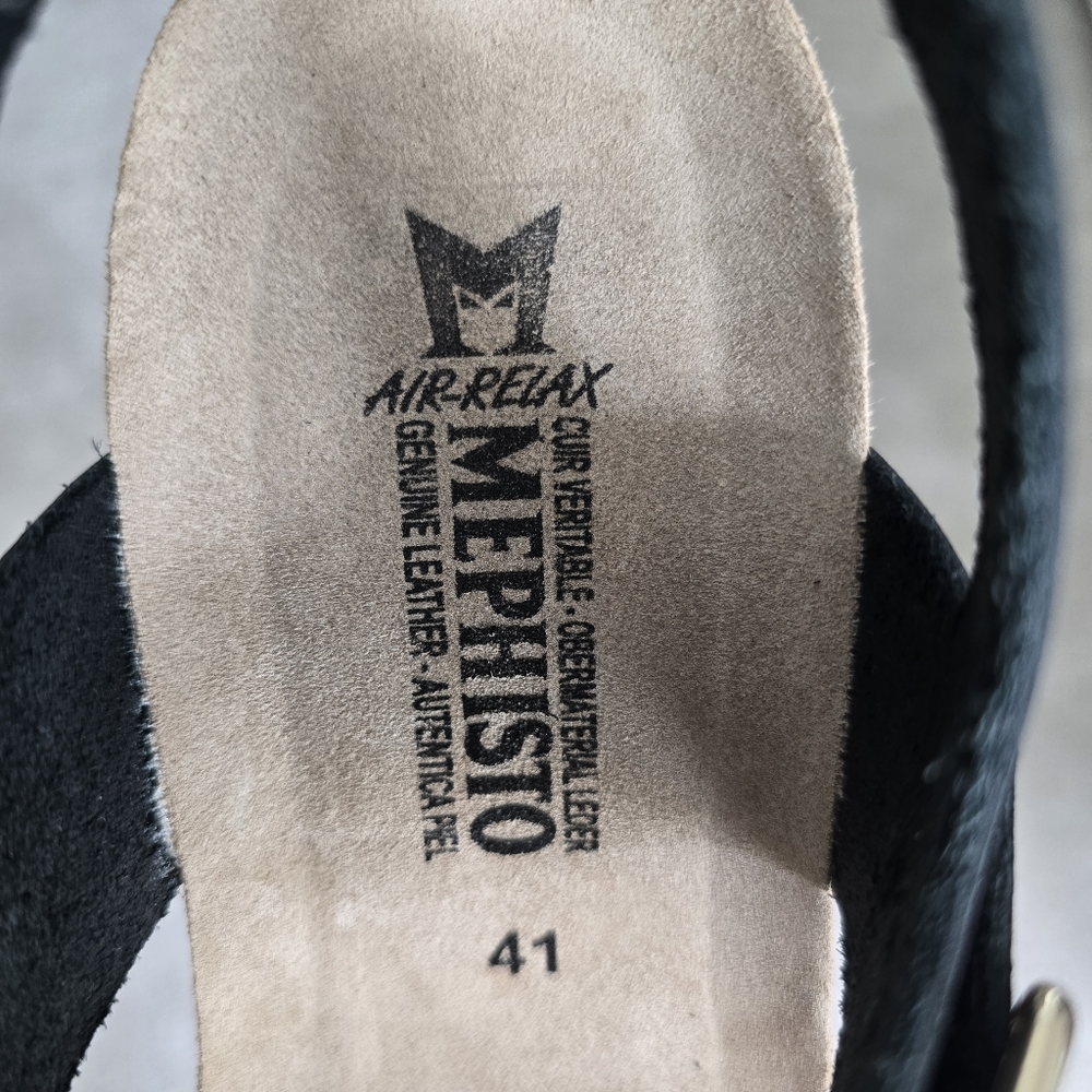 Mephisto Lissandra Black Patent -  Size 10 (41) Wedge Sandals - Picture 9 of 13
